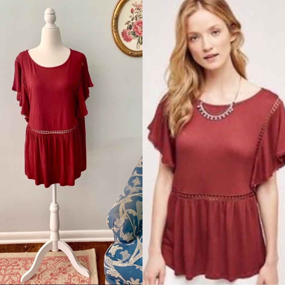 Anthropologie On The Road Maroon Top